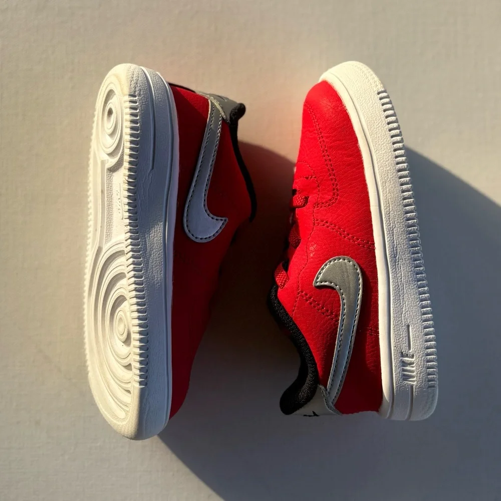 Nike Force 1 '18 (TD) Lace-Up Red Leather Trainers 905220 609 Sneakers Toddler - Picture 5 of 8